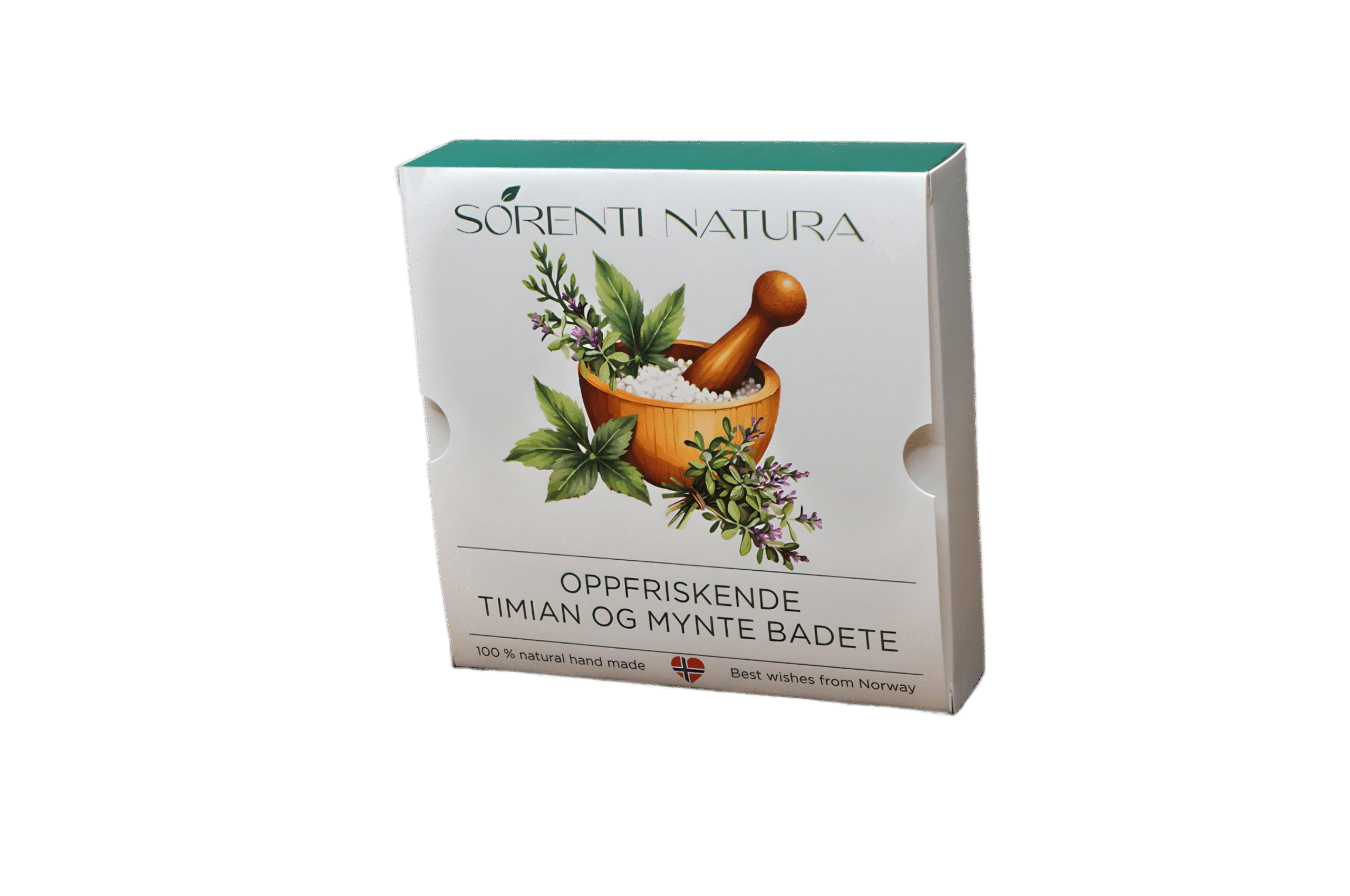 Timian og Mynte Forfriskende Badete package front right view